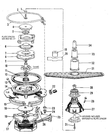 Motor, heater, and spray arm details