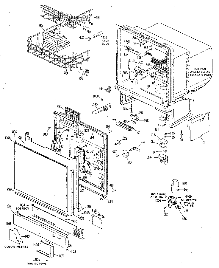 TUB AND DOOR ASSEMBLY