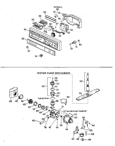 Control panel and motor-pump assembly