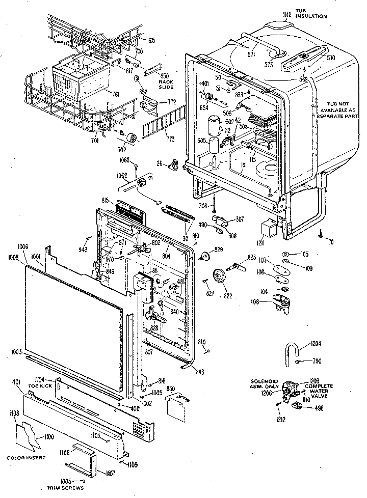Tub and door assembly