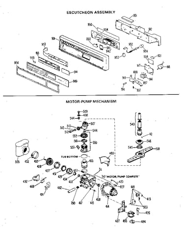 Escutcheon and motor-pump assembly