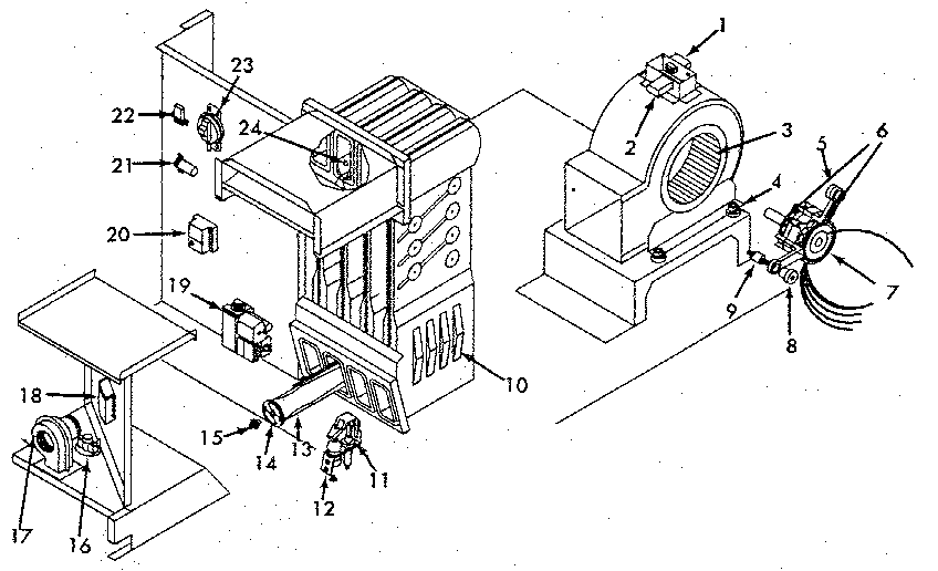 Heating section and blower