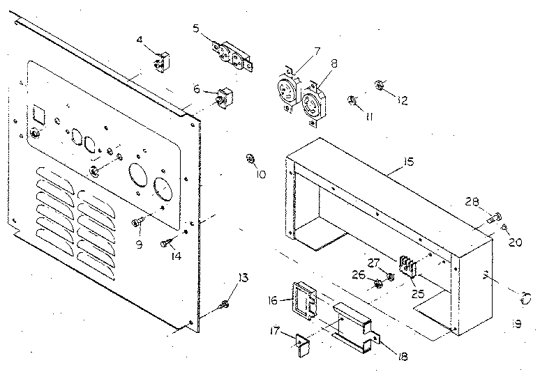 Exploded view of receptacle panel