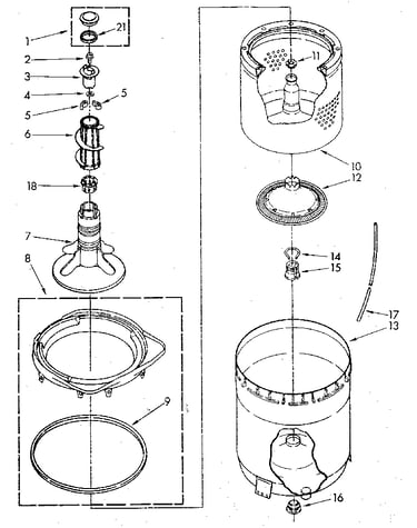 Agitator, basket and tub