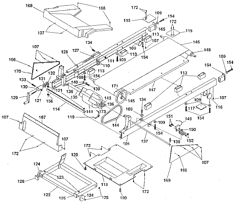 Motor and walking belt assembly
