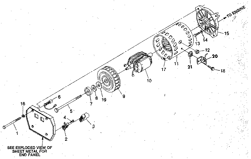 Exploded view of generator