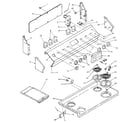 Kenmore 6289137243 backguard and cooktop assembly diagram