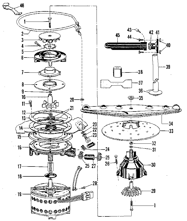 MOTOR, HEATER, AND SPRAY ARM DETAILS