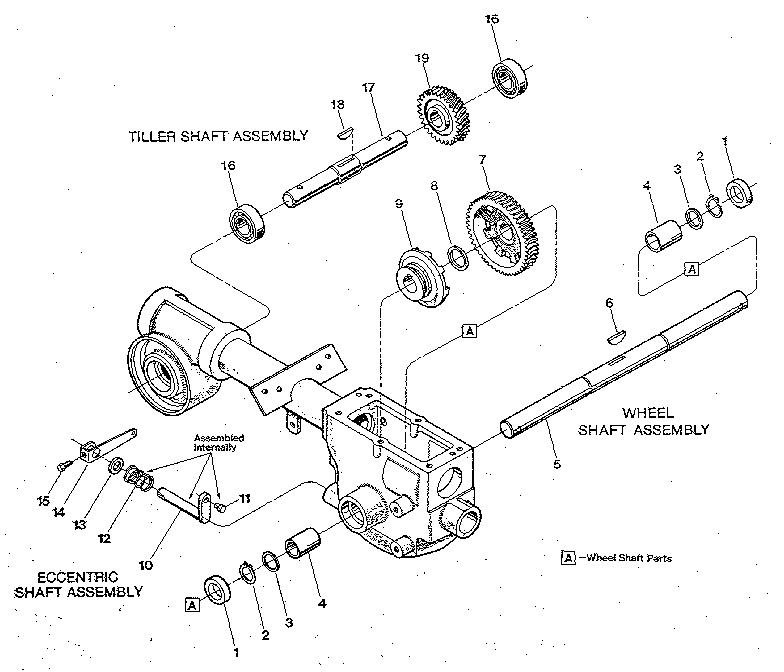 WHEEL SHAFT, ECCENTRIC SHAFT & TILLER SHAFT ASSEMBLIES