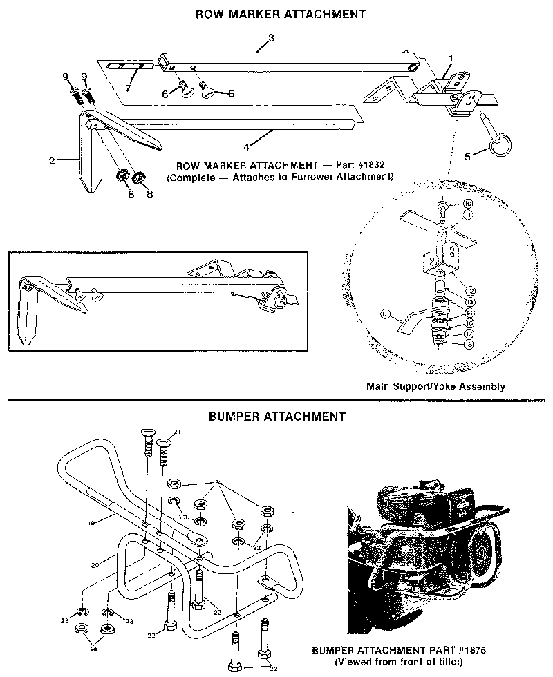 Row and bumper attachment
