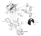 Troybilt JUNIOR SERIAL #M0100970 AND UP engine & support brackets, pulleys, belts, belt cover diagram