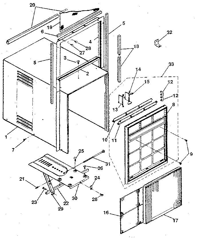 Cabinet and front panel