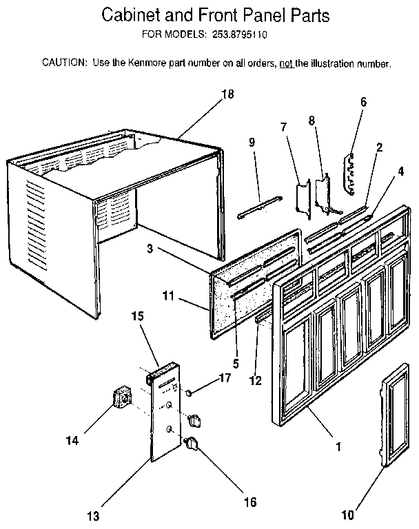Cabinet and front panel