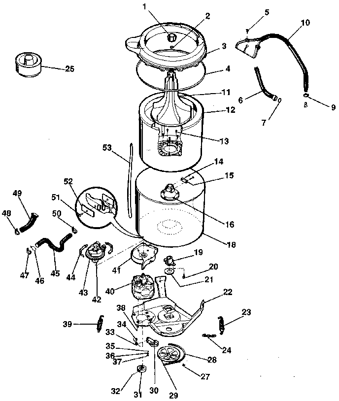 Washer-tubs, hoses, motor