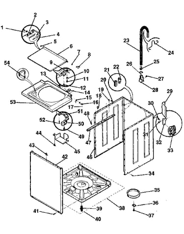 Washer-cabinet, top panel, base