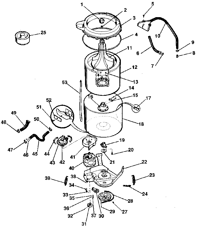 Washer-tubs, hoses, motor
