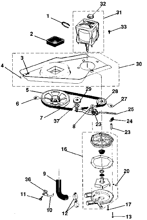 Washer drive system, pump