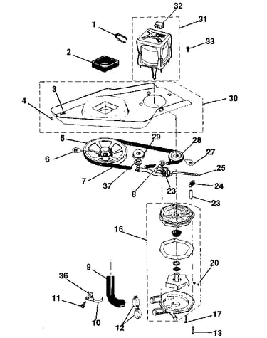 Washer drive system, pump