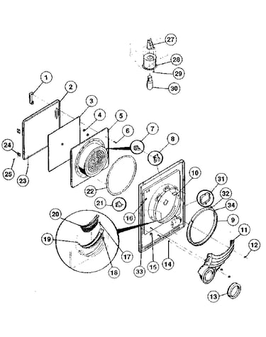 Door, front panel, lint filter