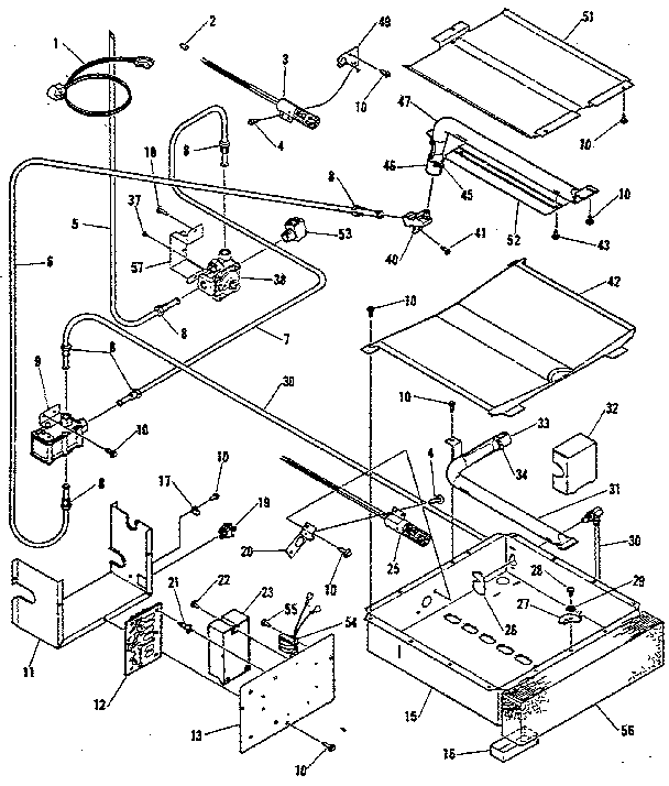 Broiler and oven burner section