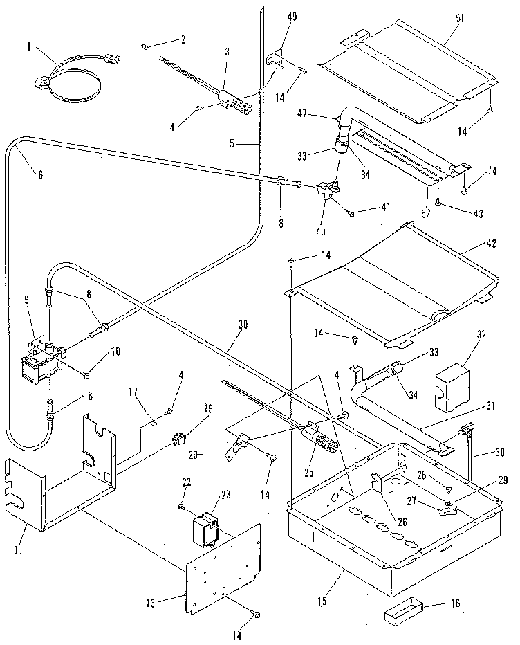 Broiler and oven burner section