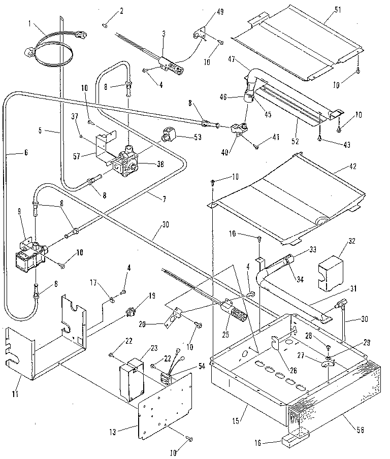 Broiler and oven burner section