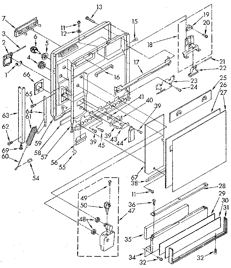 Door and toe panel