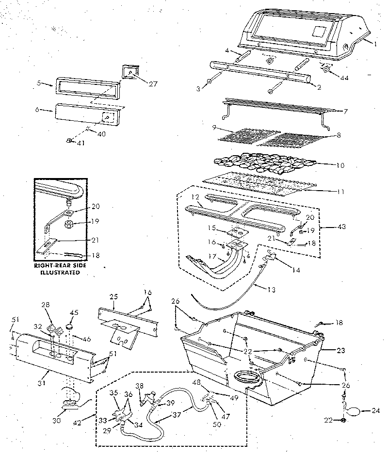 Grill and burner assembly