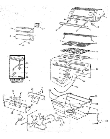 Grill and burner assembly