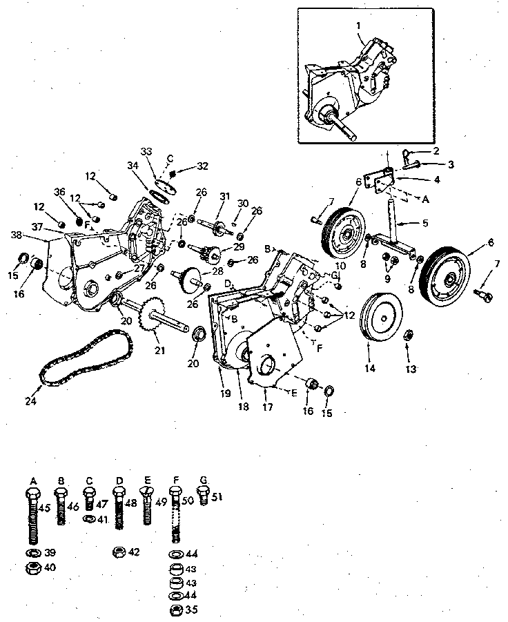 Transmission and guage wheels