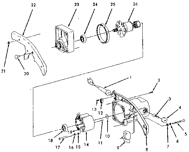 Motor and arm assembly