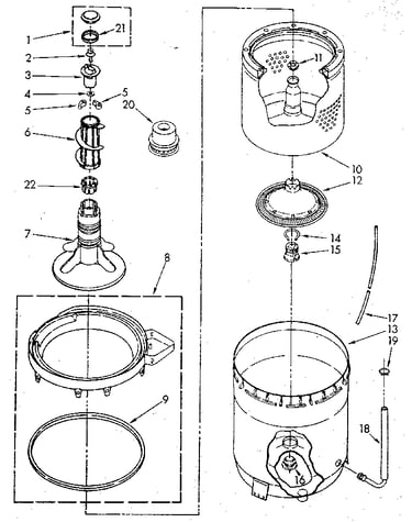 Agitator, basket and tub