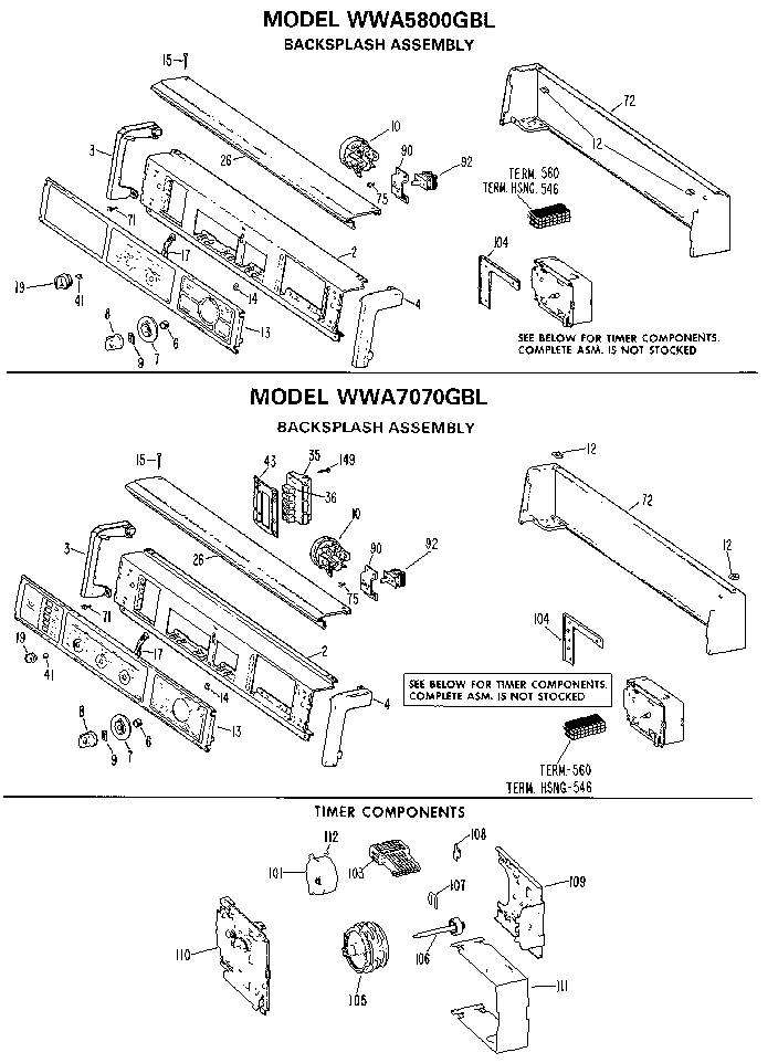 Backsplash and timer assembly