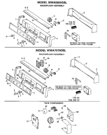 Backsplash and timer assembly
