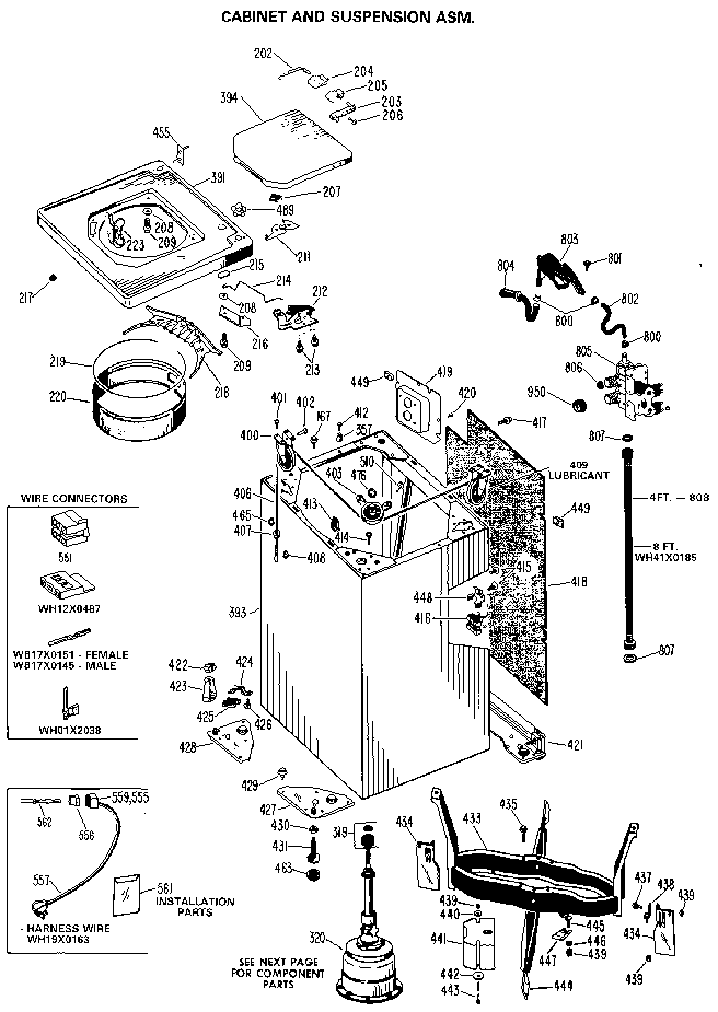 Cabinet and suspension assembly