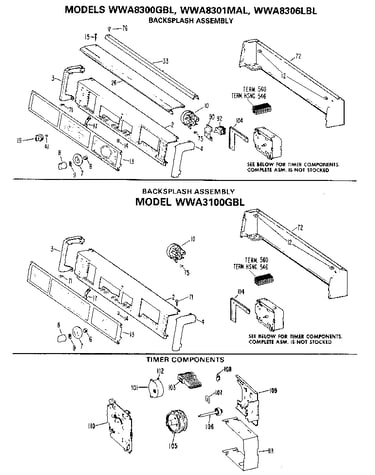 Backsplash and timer assembly