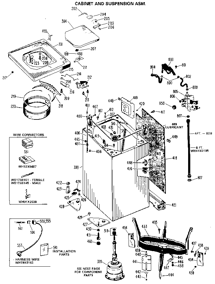 Cabinet and suspension assembly