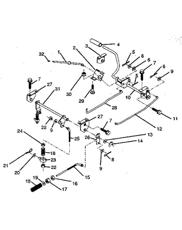 Parking brake/rear mower lift assembly