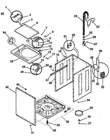 Washer-cabinet, top panel, base