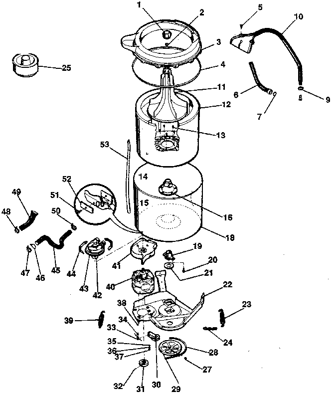 Washer-tubs, hoses, motor