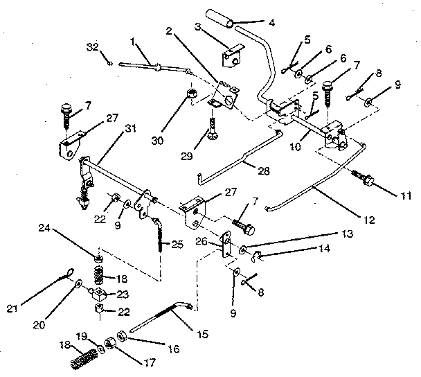PARKING BRAKE/REAR MOWER LIFT ASSEMBLY