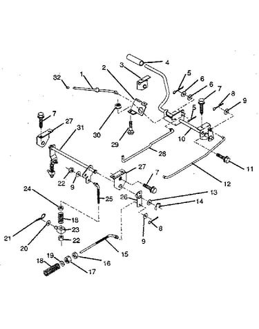 Parking brake/rear mower lift assembly