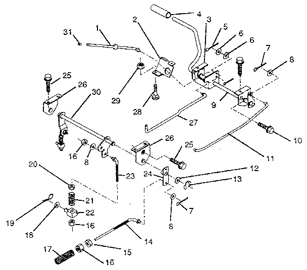 PARKING BRAKE/REAR MOWER LIFT ASSEMBLY