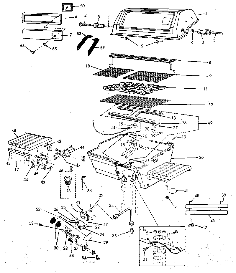Grill and burner assembly