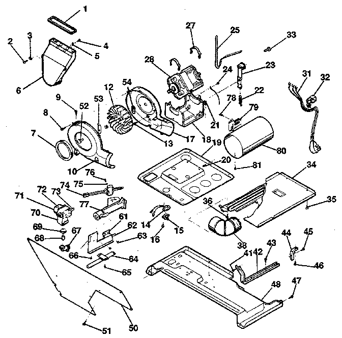 Dryer, motor, blower, belt