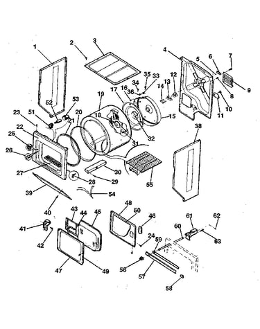 Dryer-cabinet, drum, heater