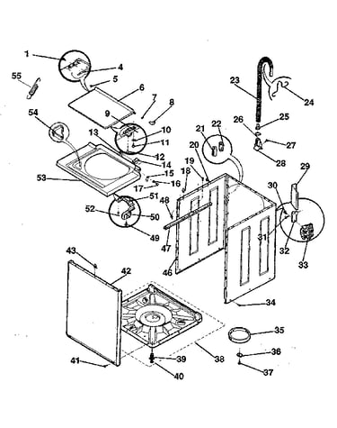 Washer-cabinet, top panel, base