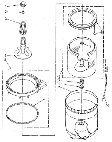 Agitator, basket and tub