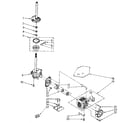 Whirlpool LA5300XSM1 brake, clutch, gearcase, motor and pump diagram