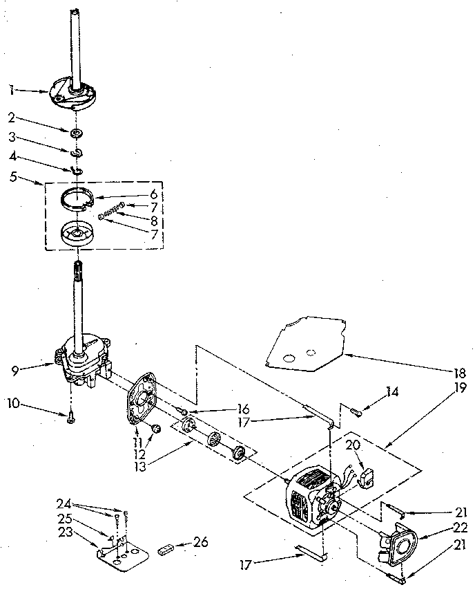 Brake, clutch, gearcase, motor and pump